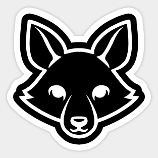 Fox Black and White Minimalist Pictogram - White Sticker